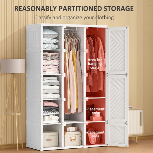 Portable Wardrobe Closet Folding Clothes Cabinet Armoire w/ Cube ...