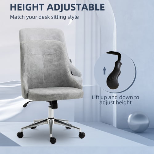 Microfiber Mid-Back Home Office Chair with Adjustable Height, Grey Perspective: right