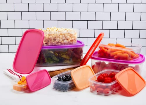 Core Plastic Food Storage Rectangle Bowl Set 14 Piece Perspective: right