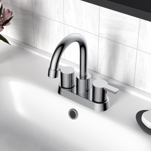 4 in. Double Handle Centerset Double Handle Bathroom Faucet with Drain Kit Included in Chrome Perspective: right