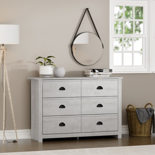 Geordano 6Drawer Dusty Gray Oak Dresser (31.5 in. × 46.5 in. × 16.3 in