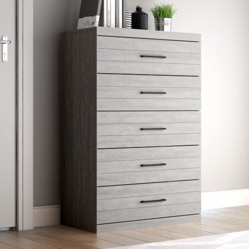 Hamsper 5-Drawer Dusty Gray Oak Chest of Drawers (46.4 in. × 16.1 in. × 30.7 in.) Perspective: right