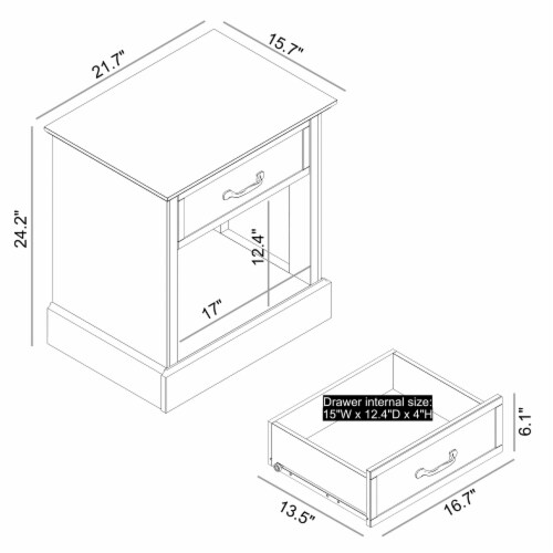 Xylon 1-Drawer Grey Bedside Table Nightstand (24.2 in. x 21.7 in. x 15.7 in.) Perspective: right