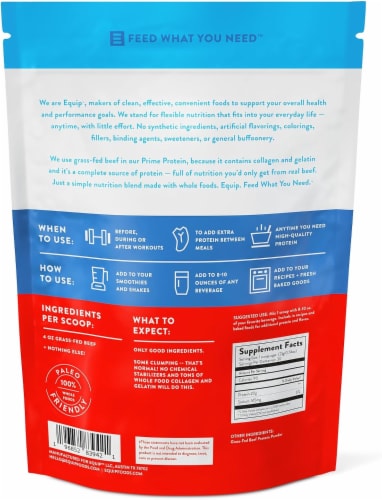 Equip Foods Unflavored Prime Protein Grass Fed Beef Protein Isolate Carnivore Protein Powder Perspective: right