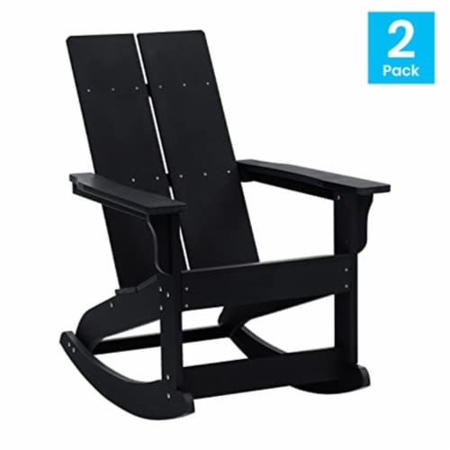 Poly Resin Rocking Adirondack Chair In Black - Set Of2 Perspective: right