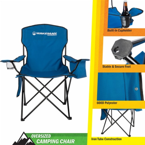 Wakeman Outdoors Camping Chair Blue 300Lb Capacity Folding With Cupholder Cooler 1 unit Fred Meyer