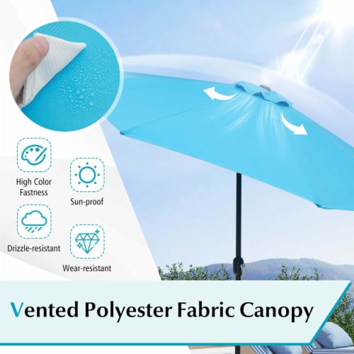 Costway 10Ft Outdoor Market Patio Table Umbrella Push Button Tilt Crank Lift Blue Perspective: right