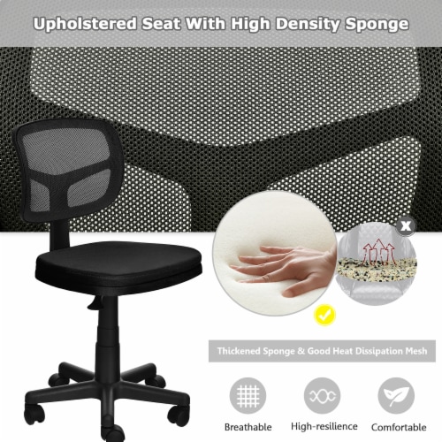 Costway Armless Office Chair Adjustable Swivel Computer Mesh Desk Chair Black Perspective: right