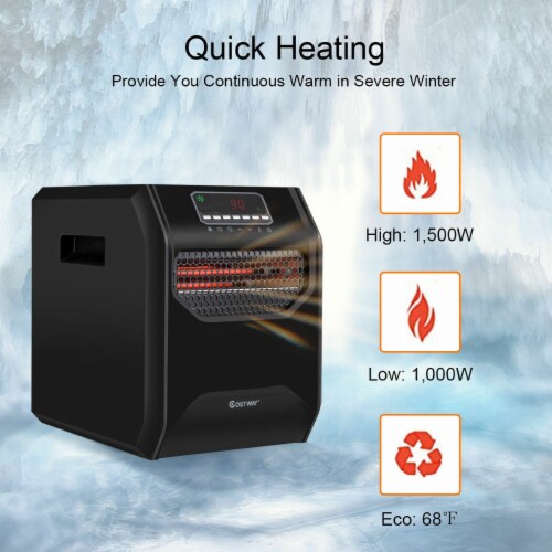 Costway Portable Electric Space Heater 1500W 12H Timer LED Remote Control Room Office Perspective: right