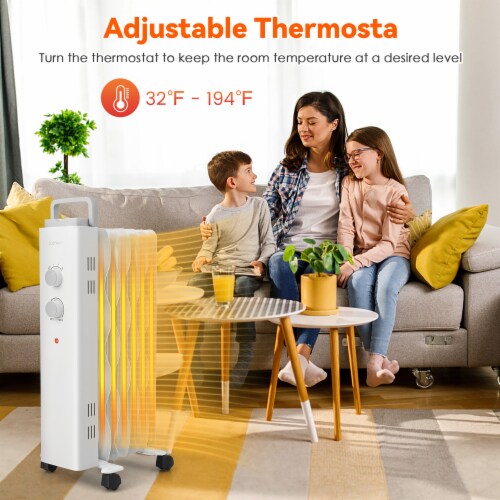 Costway 1500W Oil Filled Space Heater Electric Oil Radiant Heater w/ Safety Protection Perspective: right