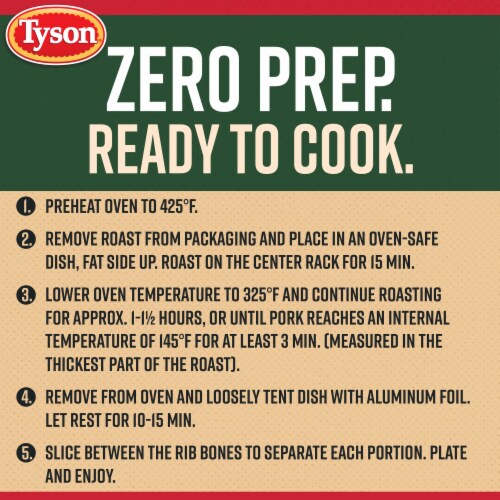 Tyson® Pork Loin Roast Frenched Rack Garlic Thyme & Rosemary Freshly Seasoned Bone In Ready to Cook Perspective: right