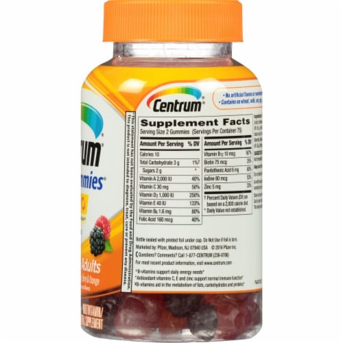 Centrum® MultiGummies® Cherry Berry & Orange Adult Multi-Vitamin Gummies Perspective: right