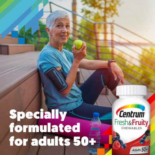 Centrum Adults 50+ Fresh & Fruity Mixed Berry Chewable Tablets Perspective: right
