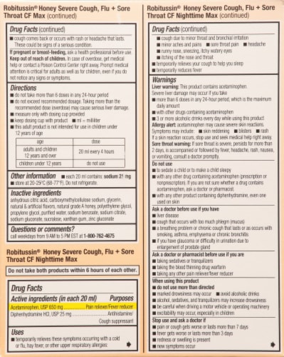 Robitussin Honey Severe Cough Flu & Sore Throat Day & Night Liquid Medicine Perspective: right
