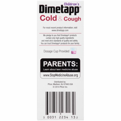 Dimetapp® Children's Grape Flavor Cold & Cough Liquid Medicine Perspective: right