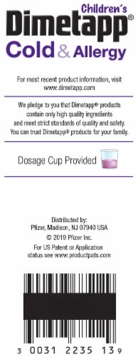 Dimetapp® Children's Grape Flavor Cold & Allergy Antihistamine & Decongestant Liquid Medicine Perspective: right