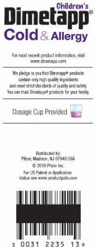 Dimetapp® Children's Grape Flavor Cold & Allergy Antihistamine & Decongestant Liquid Medicine Perspective: right