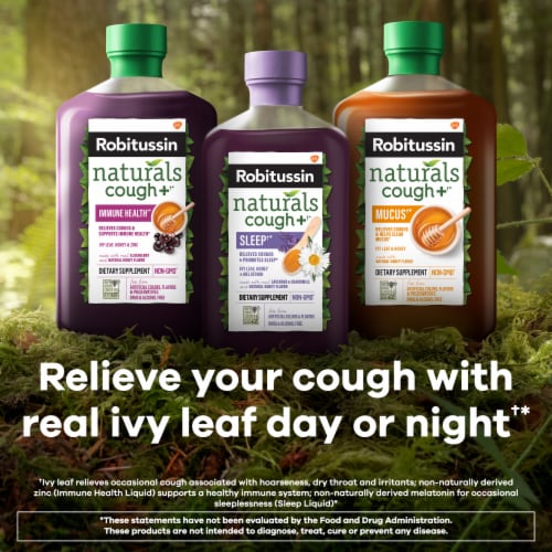Robitussin Naturals Cough + Sleep Dietary Supplement Cough Relief and Sleep Syrup Perspective: right