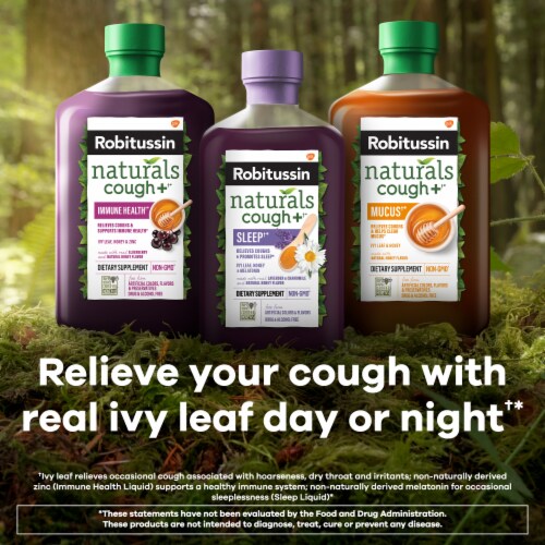 Robitussin Naturals Cough + Sleep Dietary Supplement Cough Relief and Sleep Syrup Perspective: right