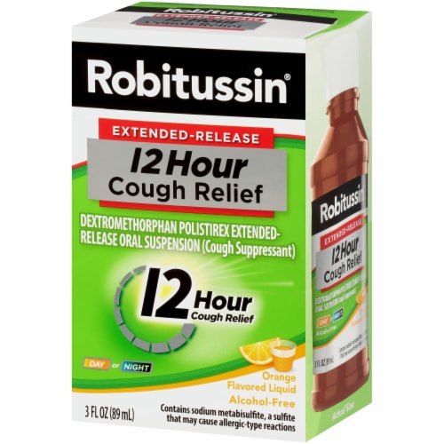 Robitussin Extended-Release 12-Hour Orange Alcohol-Free Liquid Cough Suppressant Perspective: right