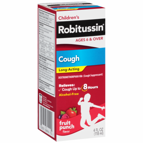 Children's Robitussin Cough 8 Hour Cough Suppressant Liquid in Fruit Punch Perspective: right