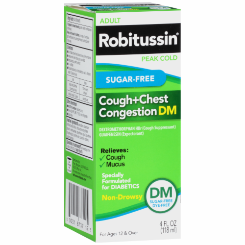 Robitussin Peak Cold Sugar Free DM Medicine Perspective: right