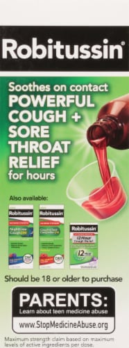 Robitussin Adult CF Maximum Strength Severe Cough + Sore Throat Strong Cooling Liquid Perspective: right