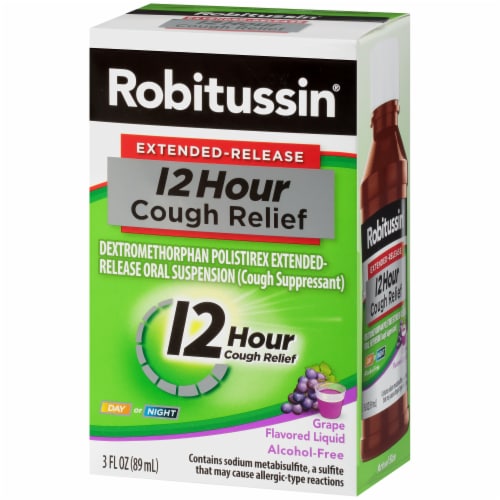 Robitussin® Extended Release Grape Flavored 12-Hour Cough Relief Cough Suppressant Liquid Perspective: right