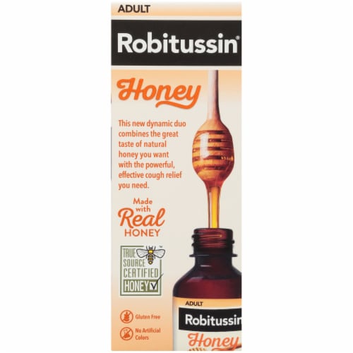 Robitussin Maximum Strength Adult Honey Nighttime Cough DM Liquid Perspective: right