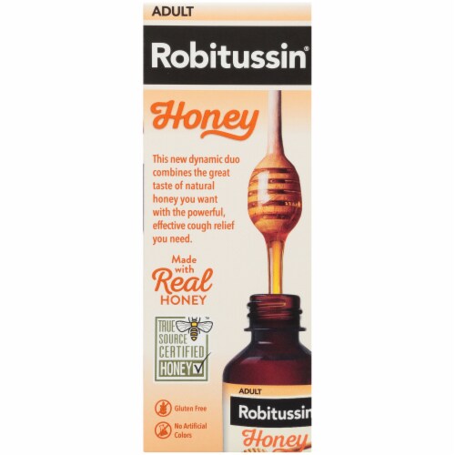 Robitussin Maximum Strength Adult Honey Nighttime Cough DM Liquid Perspective: right