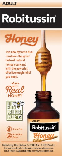 Robitussin® Adult Honey Severe Cough Flu + Sore Throat Maximum Strength Night Medicine Perspective: right