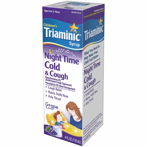 Triaminic Children's Night Time Grape Flavor Cold and Cough Relief Syrup Perspective: right