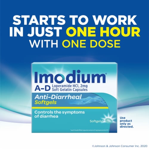 Imodium A-D Anti-Diarrheal Softgels, Loperamide Hydrochloride Perspective: right
