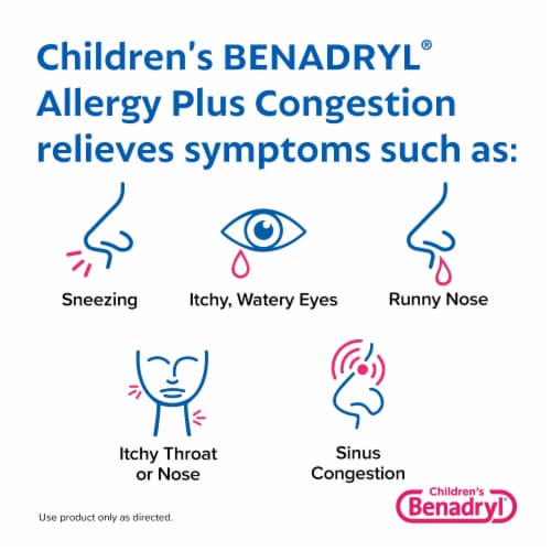 Children's Benadryl Allergy & Congestion Relief Liquid Diphenhydramine HCl & Phenylephrine HCl Grape Perspective: right