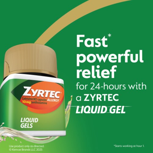 Zyrtec 24 Hour Allergy Relief Antihistamine Capsules Perspective: right