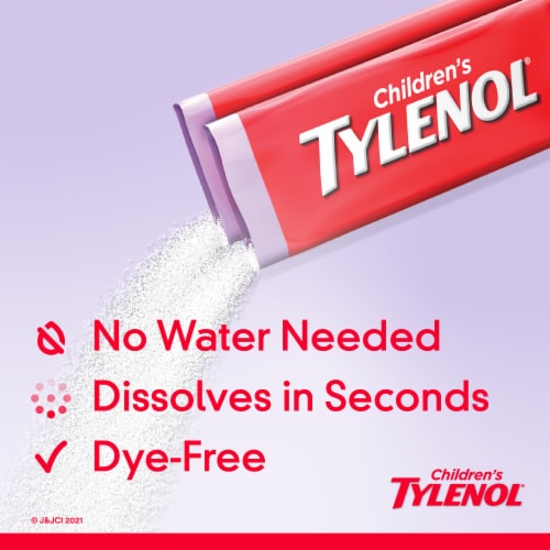 Tylenol Children's Wild Berry Pain + Fever Relief Powder Packets 160mg Perspective: right