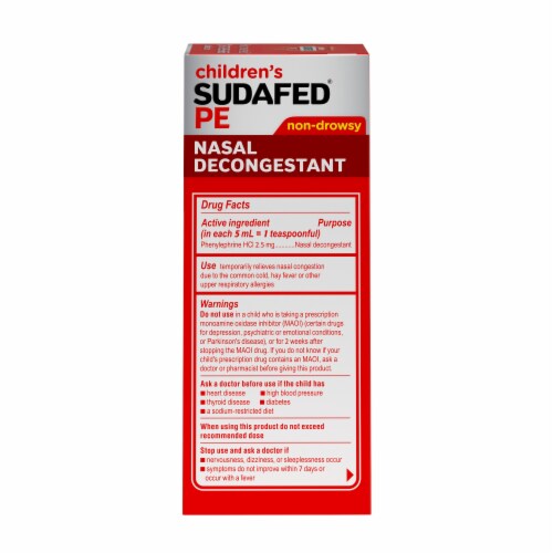 Sudafed® PE Children's Berry Flavor Non-Drowsy Nasal Decongestant Liquid Perspective: right