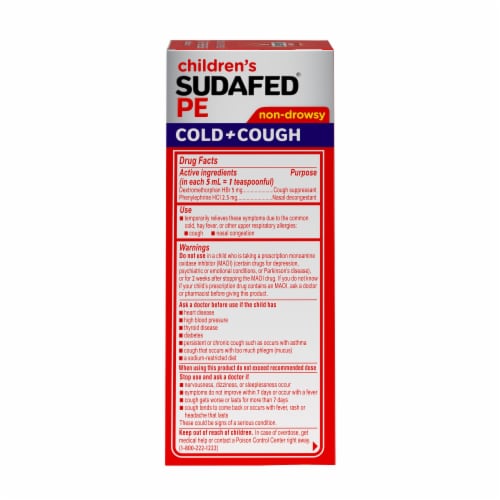 Children's Sudafed PE Cold+Cough Grape Flavor Liquid, 4 Fl Oz Perspective: right