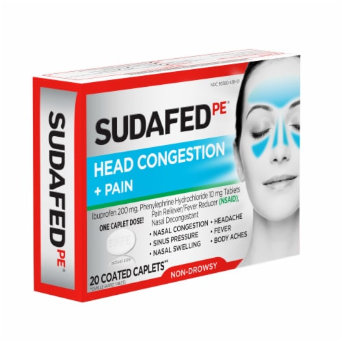 Sudafed PE Head Congestion + Pain Relief Caplets Perspective: right