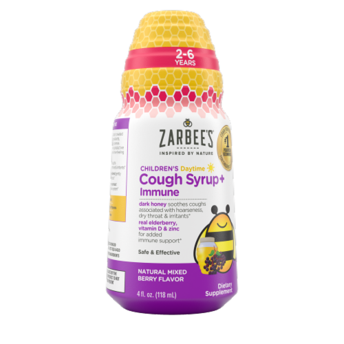 Zarbee’s Children’s Daytime Berry Cough Syrup + Immune Supplement Perspective: right