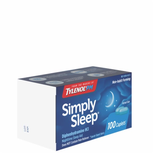 Simply Sleep Non-Habit Forming Nighttime Sleep Aid Caplets Perspective: right