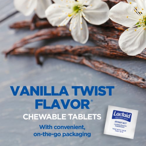 Lactaid Fast Act Lactose Relief Chewables, Vanilla Perspective: right