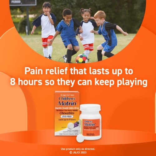 Children's Motrin Dye-Free IBuprofen Chewable Tablets, Grape Perspective: right