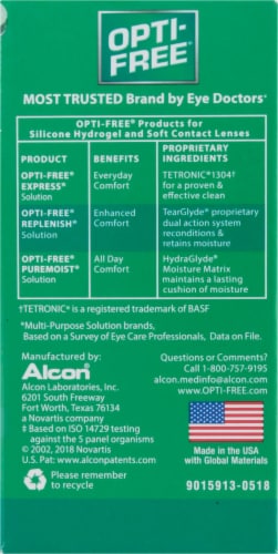 Alcon Opti-Free Replenish Enhanced Comfort Multi Purpose Disinfecting Solutions Perspective: right