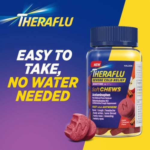 Theraflu Soft Chews, Nighttime Severe Cold Relief, Adult Formula, 20 Chewable Tablets Perspective: right