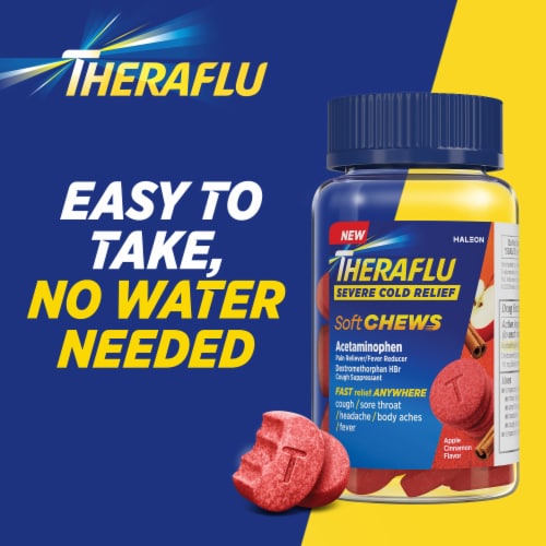 Theraflu Soft Chews, Daytime Severe Cold Relief, Adult Formula, 20 Chewable Tablets Perspective: right