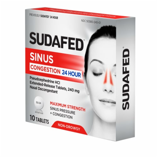 Sudafed Sinus Congestion 24 Hour, Maximum Strength Decongestant Perspective: right