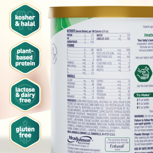Enfamil Prosobee for Sensitive Tummies Soy-Based Baby Formula Perspective: right