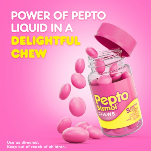 Pepto Bismol Chews Chewable Tablets Perspective: right