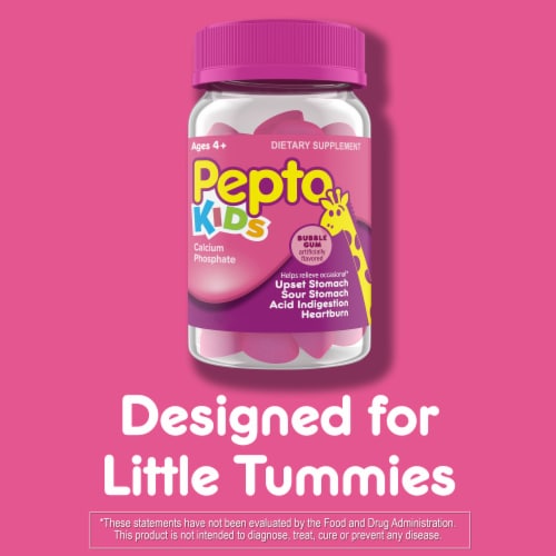 Pepto Bismol Kids Bubble Gum Flavored Gummies Perspective: right